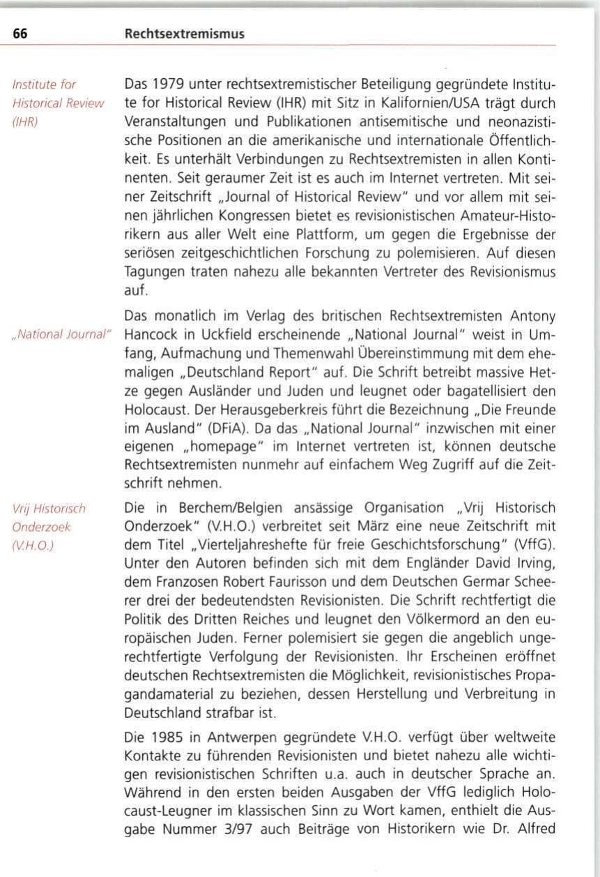 Seite 66 des Verfassungsschutzbericht 1997 Bayern