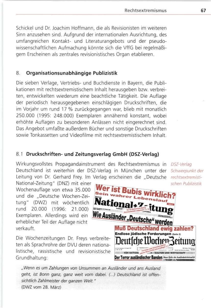 Seite 67 des Verfassungsschutzbericht 1997 Bayern