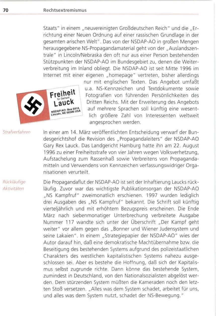 Seite 70 des Verfassungsschutzbericht 1997 Bayern