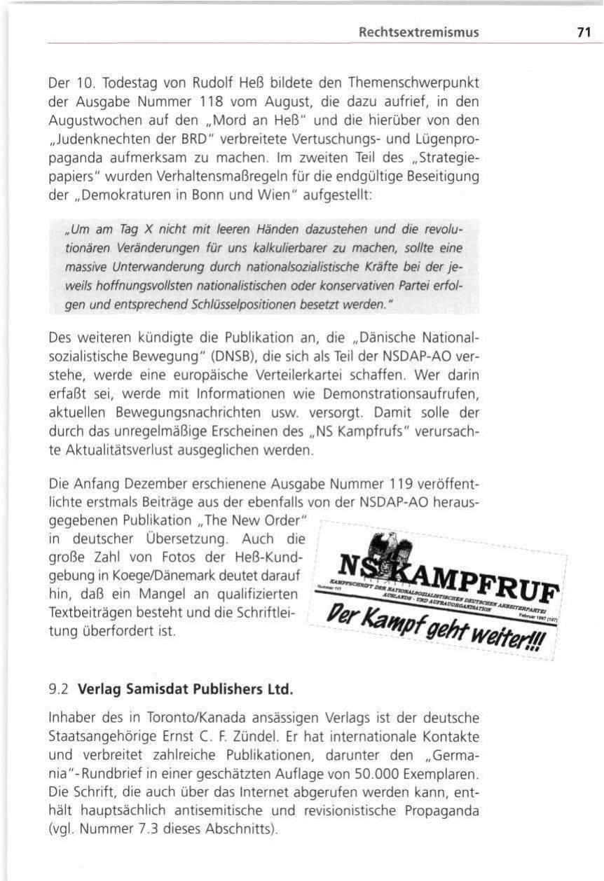 Seite 71 des Verfassungsschutzbericht 1997 Bayern