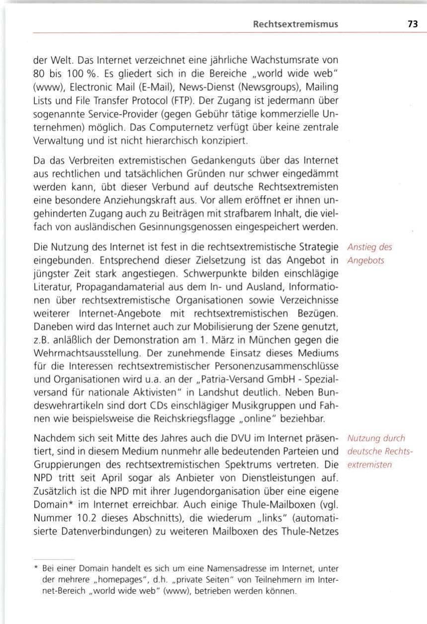 Seite 73 des Verfassungsschutzbericht 1997 Bayern