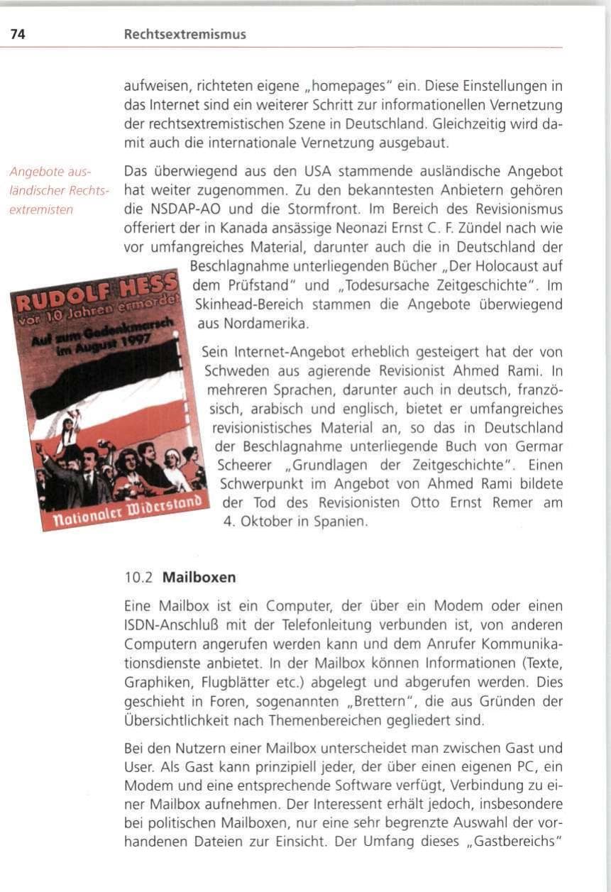 Seite 74 des Verfassungsschutzbericht 1997 Bayern