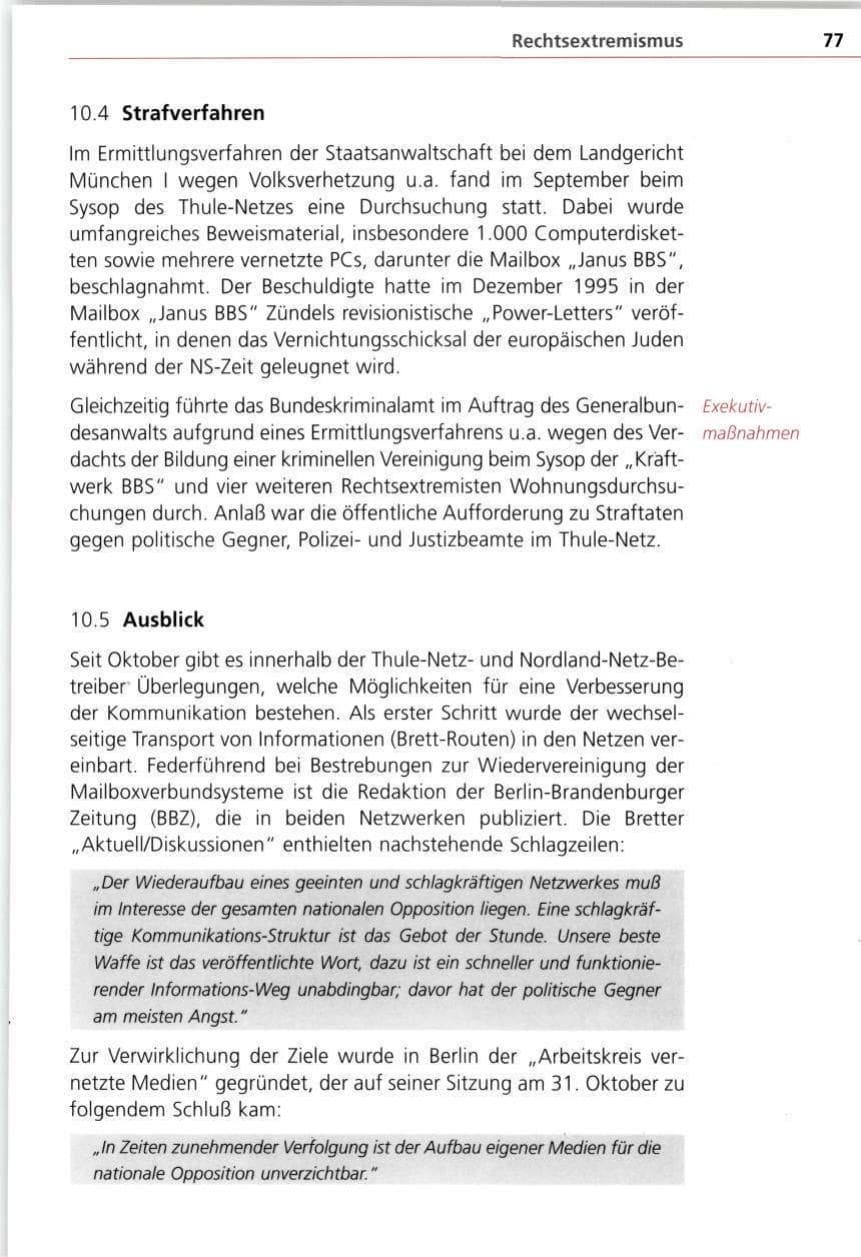 Seite 77 des Verfassungsschutzbericht 1997 Bayern