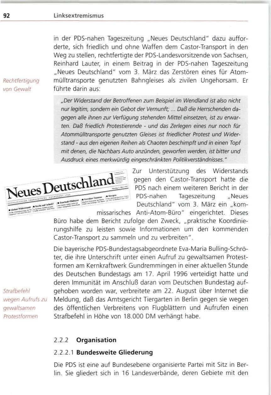 Seite 92 des Verfassungsschutzbericht 1997 Bayern