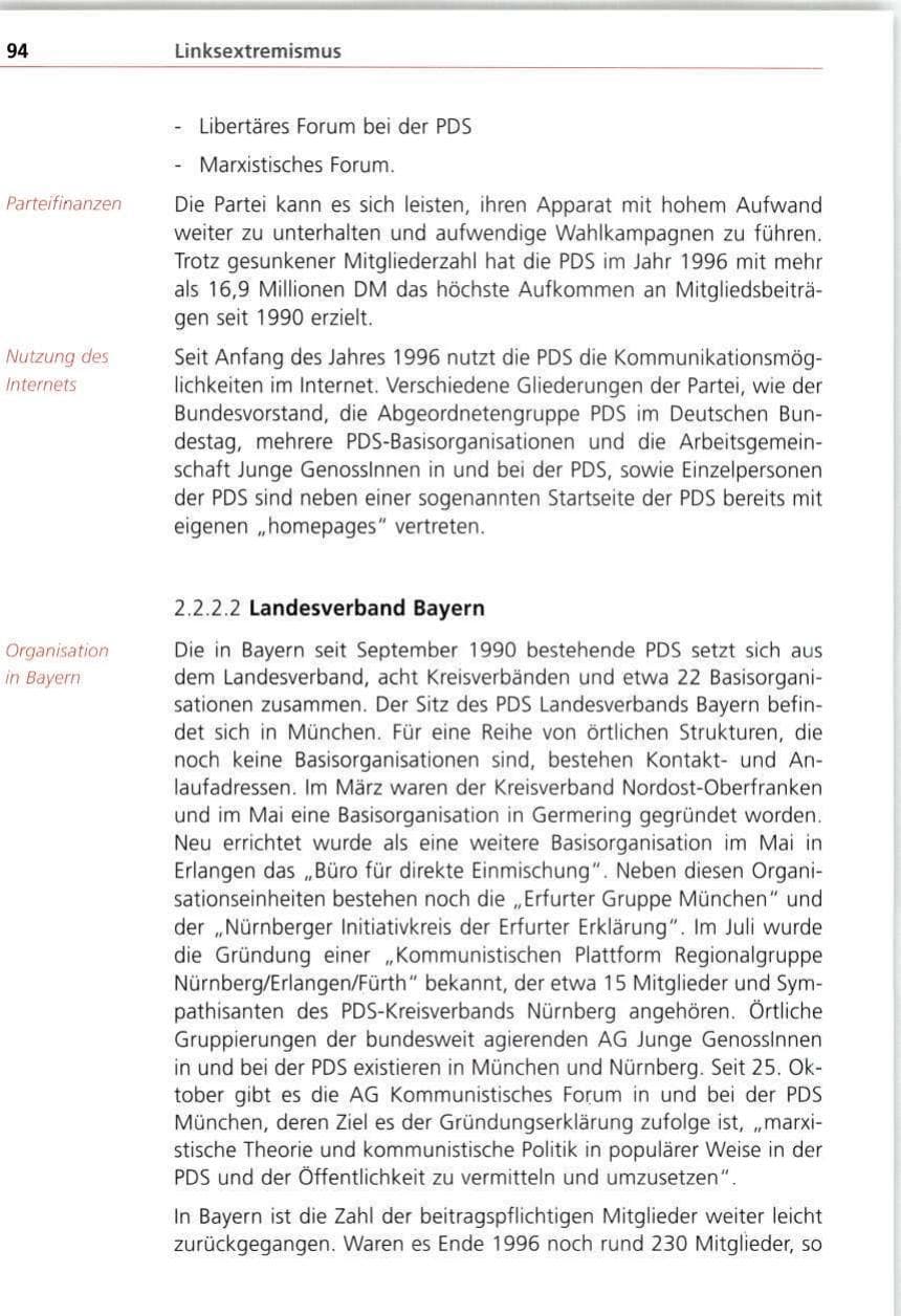 Seite 94 des Verfassungsschutzbericht 1997 Bayern