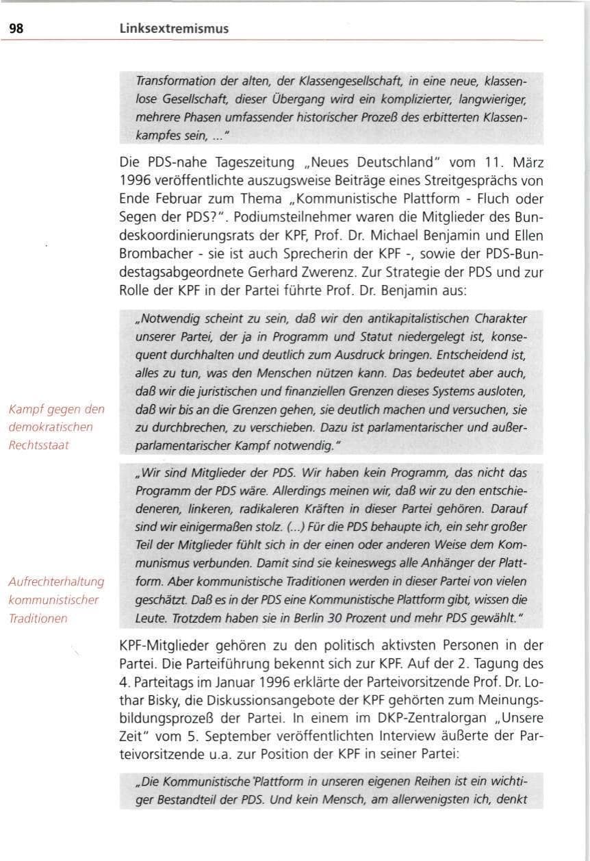 Seite 98 des Verfassungsschutzbericht 1997 Bayern