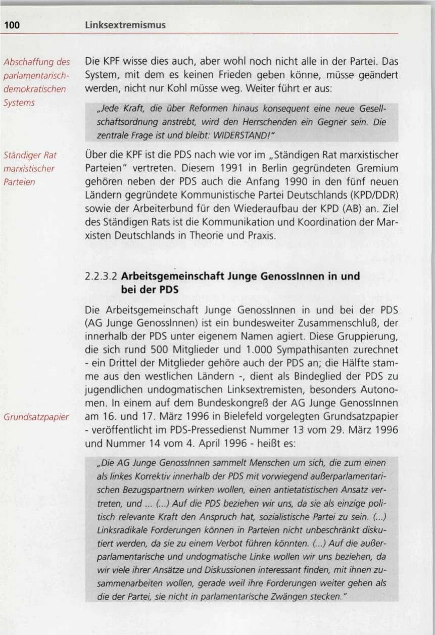 Seite 100 des Verfassungsschutzbericht 1997 Bayern