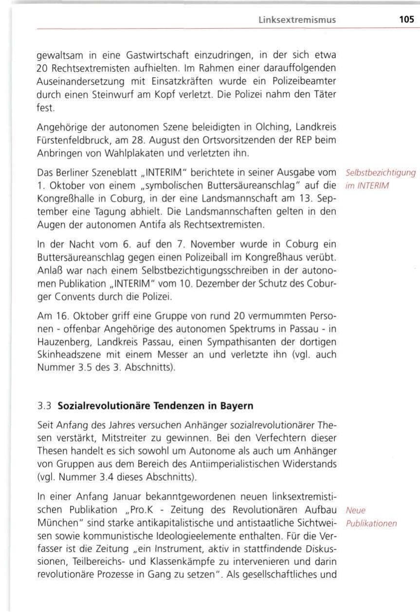 Seite 105 des Verfassungsschutzbericht 1998 Bayern