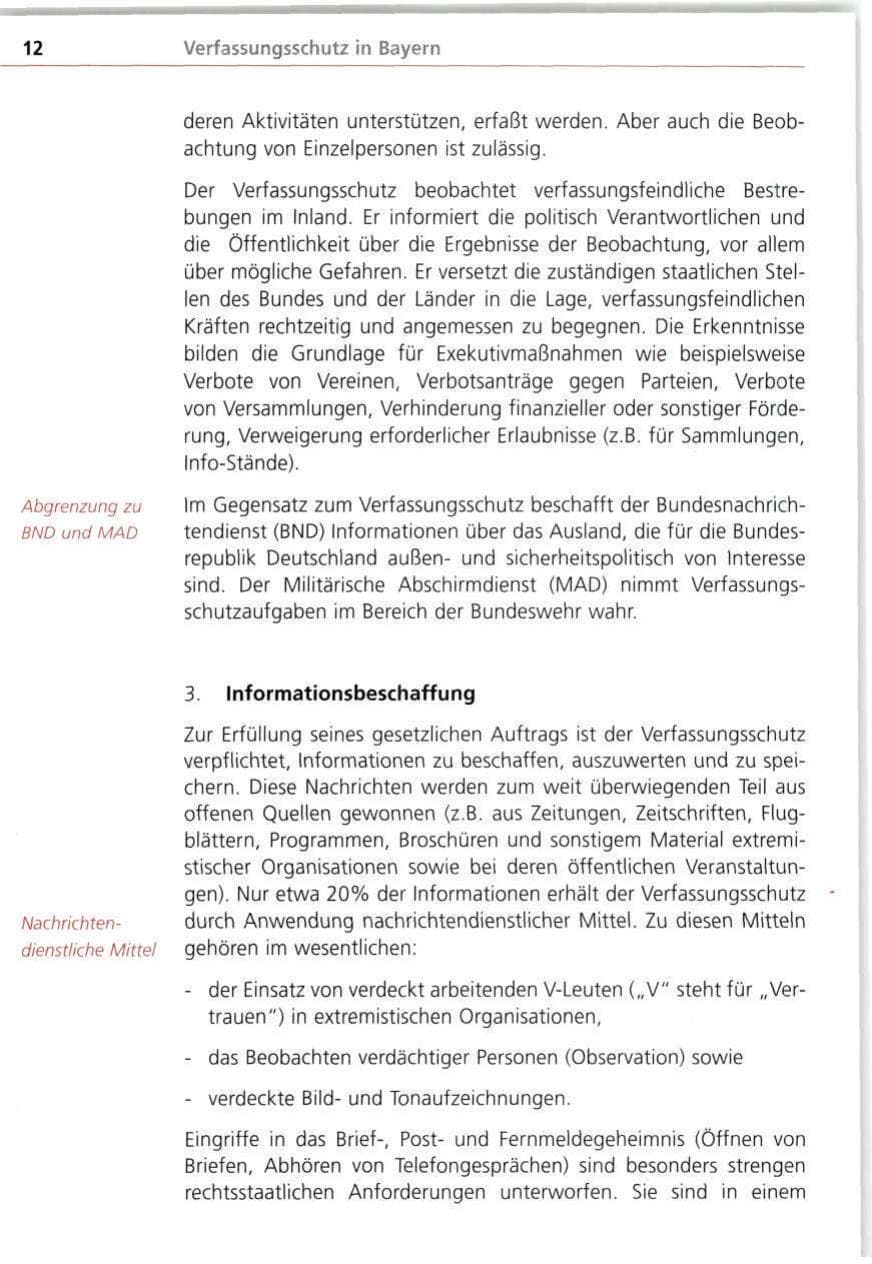 Seite 12 des Verfassungsschutzbericht 1998 Bayern