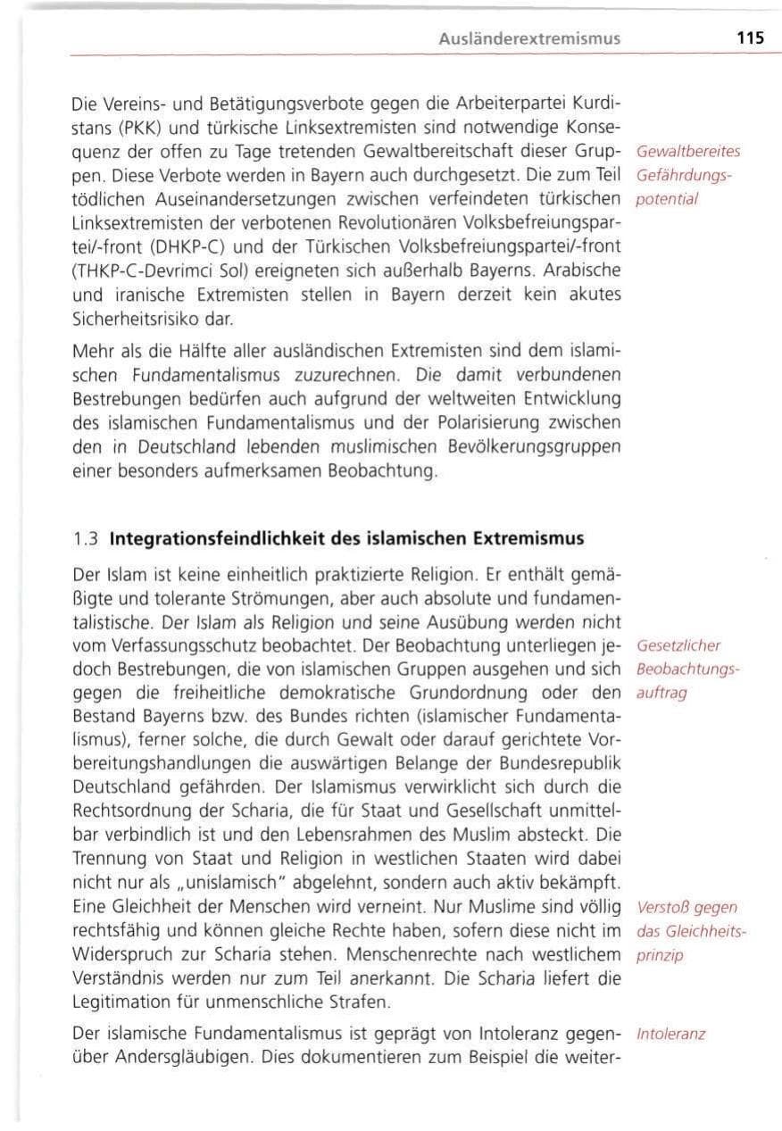 Seite 115 des Verfassungsschutzbericht 1998 Bayern