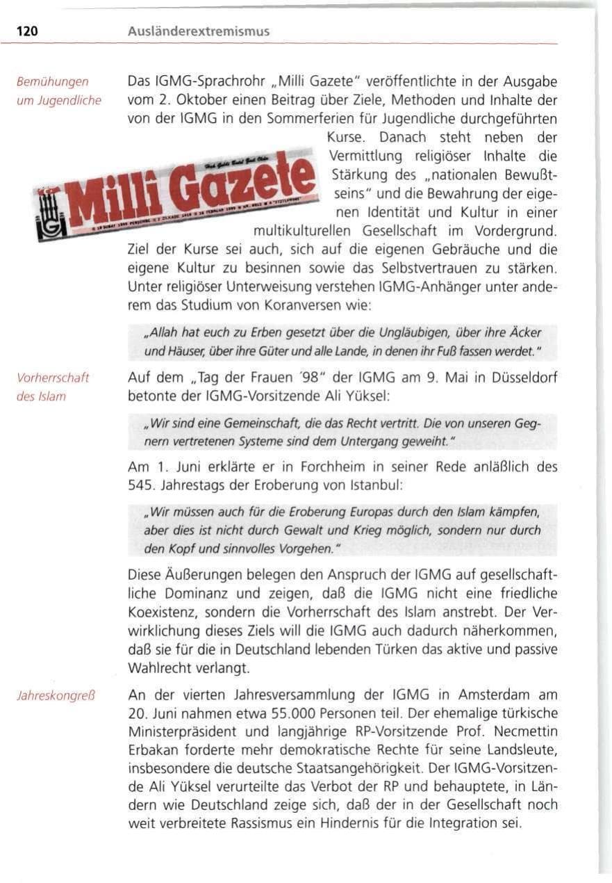 Seite 120 des Verfassungsschutzbericht 1998 Bayern