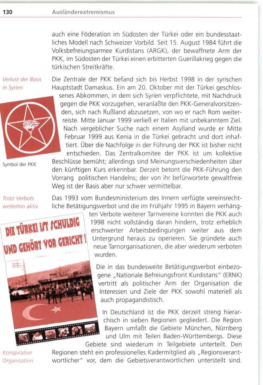 Seite 130 des Verfassungsschutzbericht 1998 Bayern