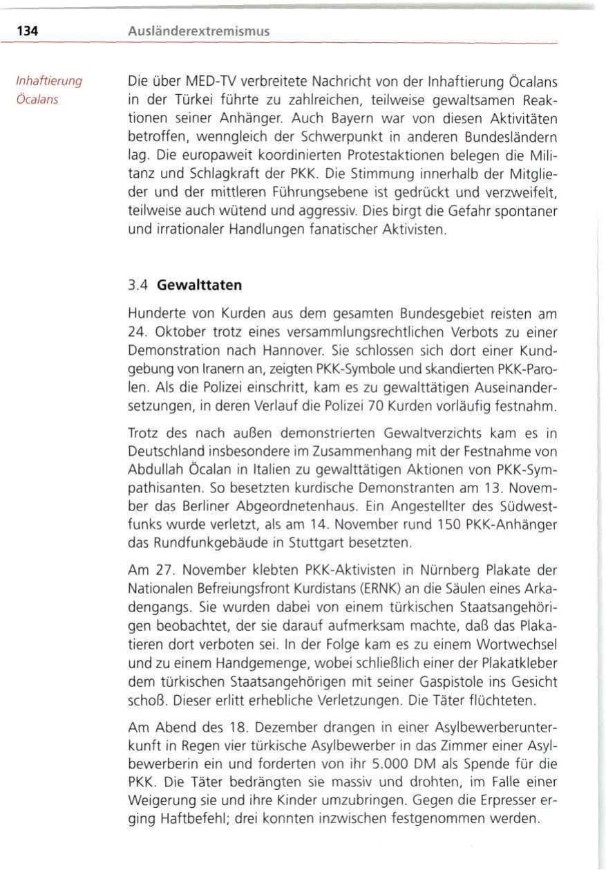 Seite 134 des Verfassungsschutzbericht 1998 Bayern