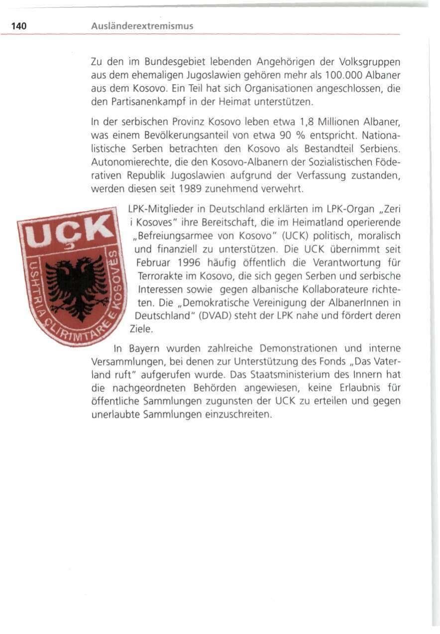 Seite 140 des Verfassungsschutzbericht 1998 Bayern