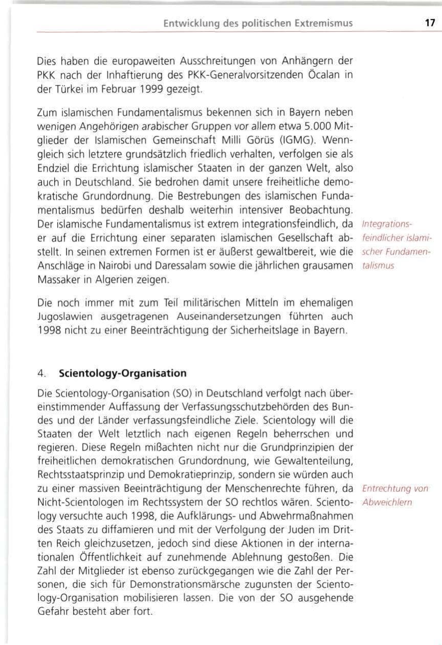 Seite 17 des Verfassungsschutzbericht 1998 Bayern
