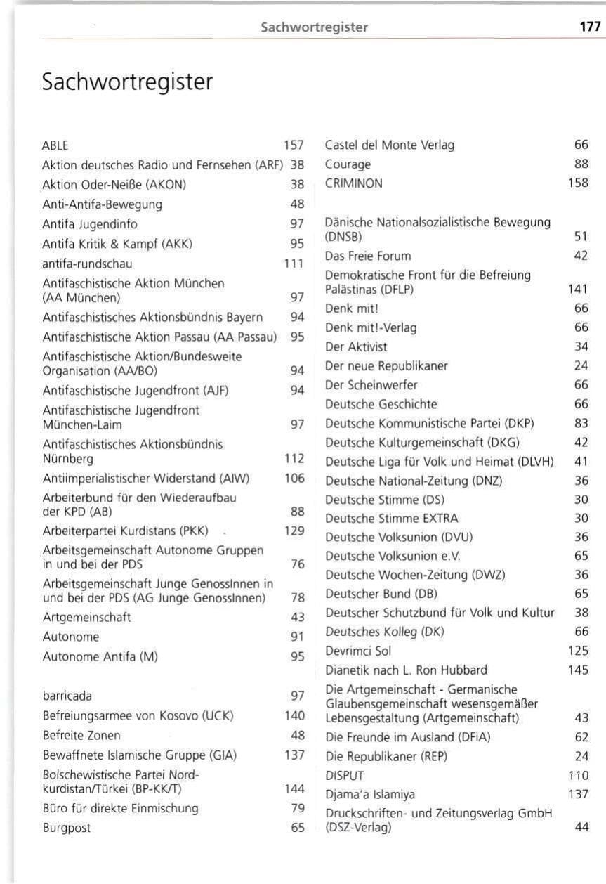 Seite 177 des Verfassungsschutzbericht 1998 Bayern