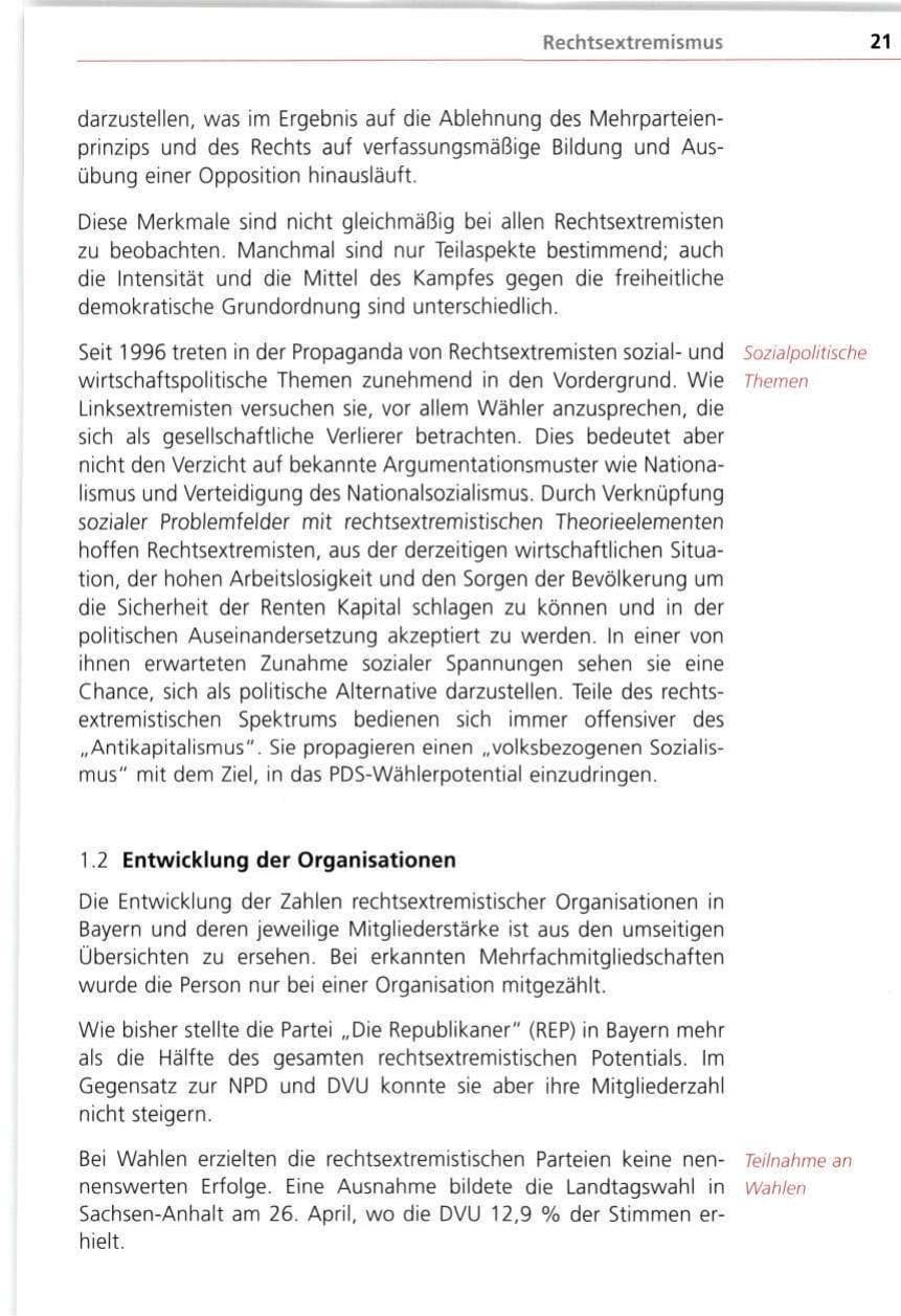 Seite 21 des Verfassungsschutzbericht 1998 Bayern