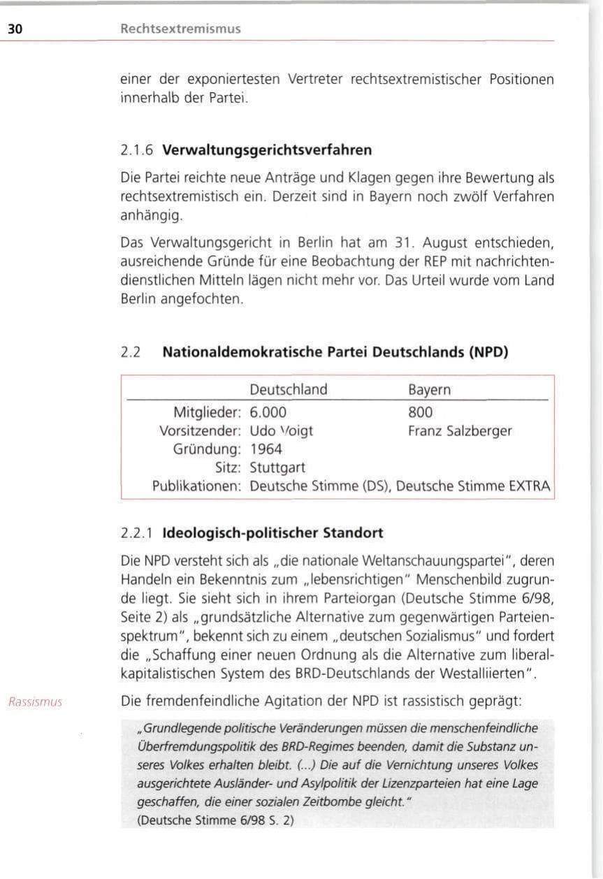 Seite 30 des Verfassungsschutzbericht 1998 Bayern