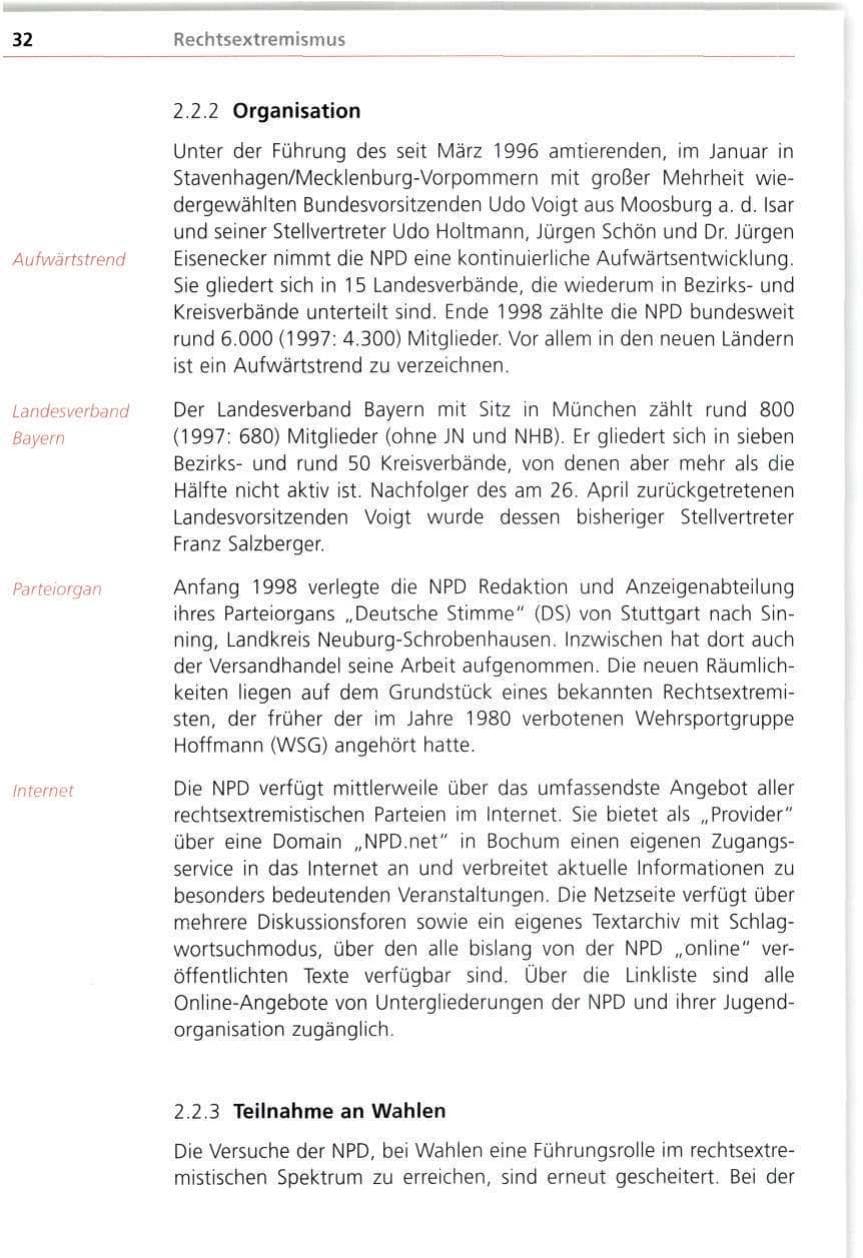 Seite 32 des Verfassungsschutzbericht 1998 Bayern