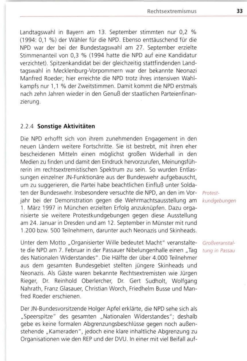 Seite 33 des Verfassungsschutzbericht 1998 Bayern