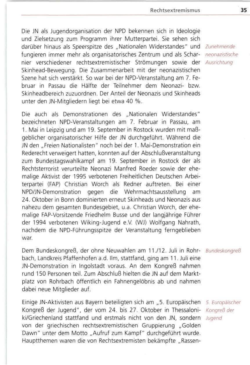 Seite 35 des Verfassungsschutzbericht 1998 Bayern