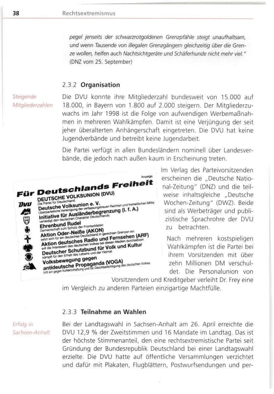Seite 38 des Verfassungsschutzbericht 1998 Bayern