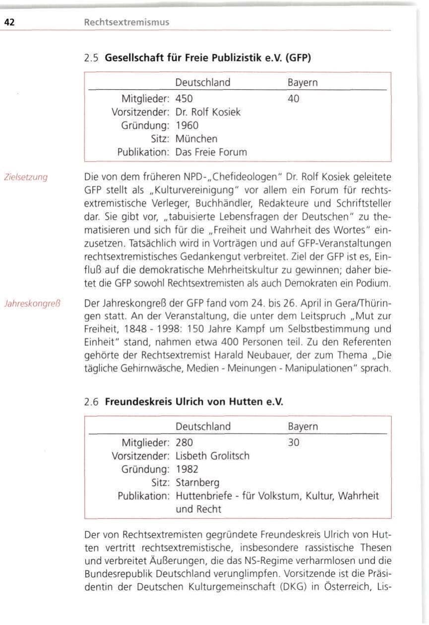 Seite 42 des Verfassungsschutzbericht 1998 Bayern