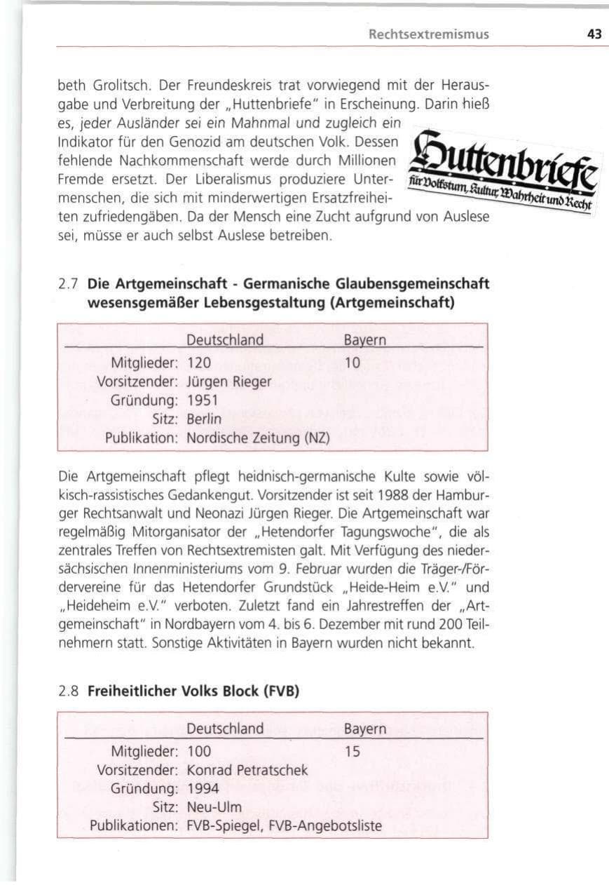 Seite 43 des Verfassungsschutzbericht 1998 Bayern
