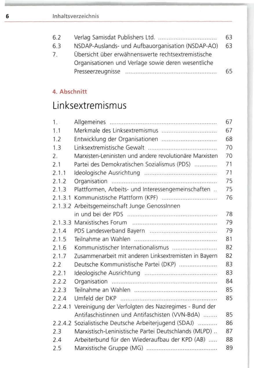 Seite 6 des Verfassungsschutzbericht 1998 Bayern