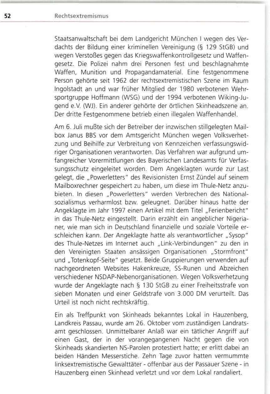 Seite 52 des Verfassungsschutzbericht 1998 Bayern