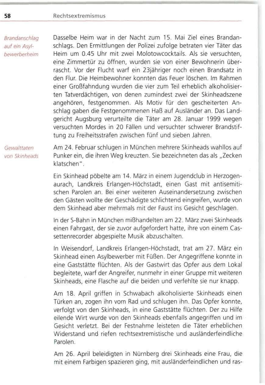 Seite 58 des Verfassungsschutzbericht 1998 Bayern