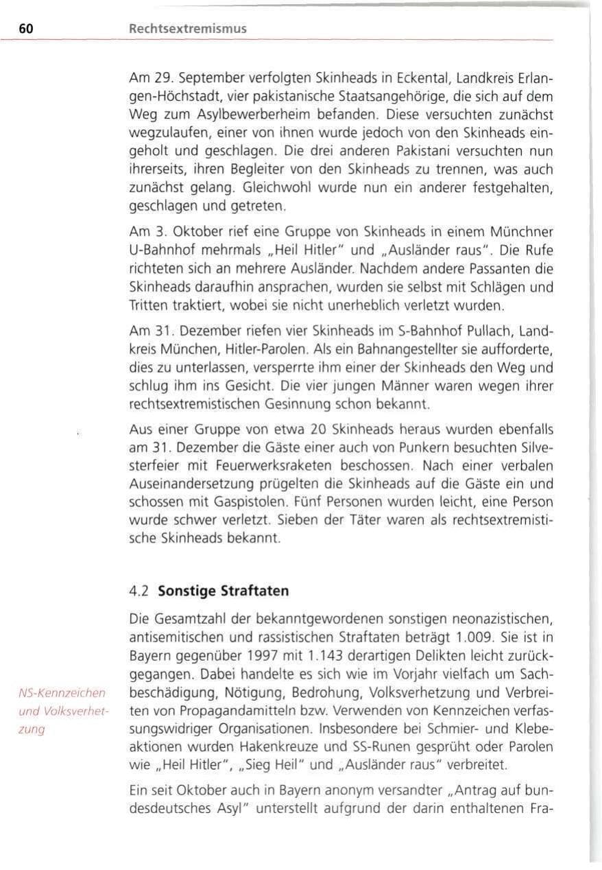 Seite 60 des Verfassungsschutzbericht 1998 Bayern