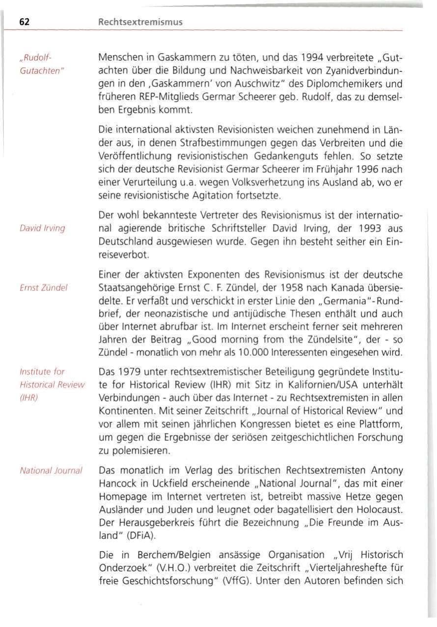 Seite 62 des Verfassungsschutzbericht 1998 Bayern