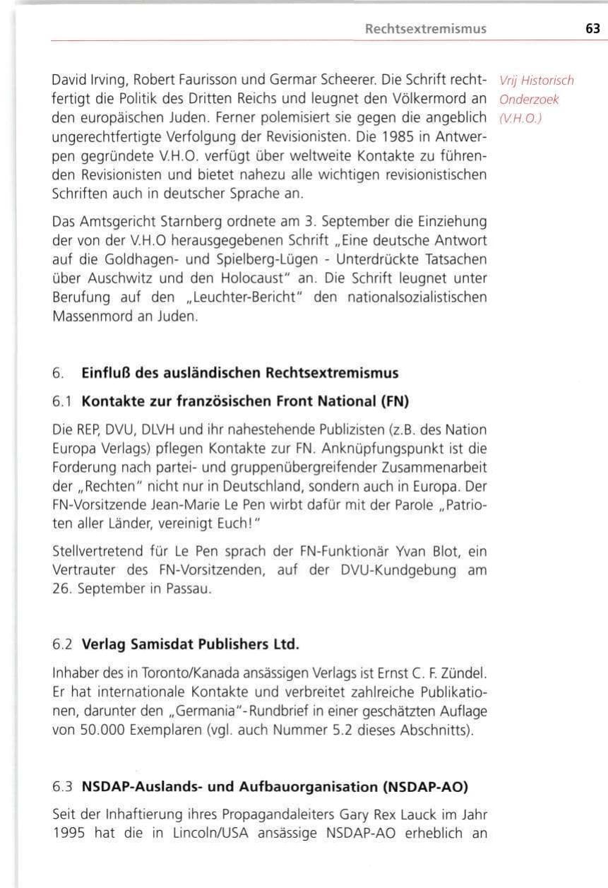 Seite 63 des Verfassungsschutzbericht 1998 Bayern