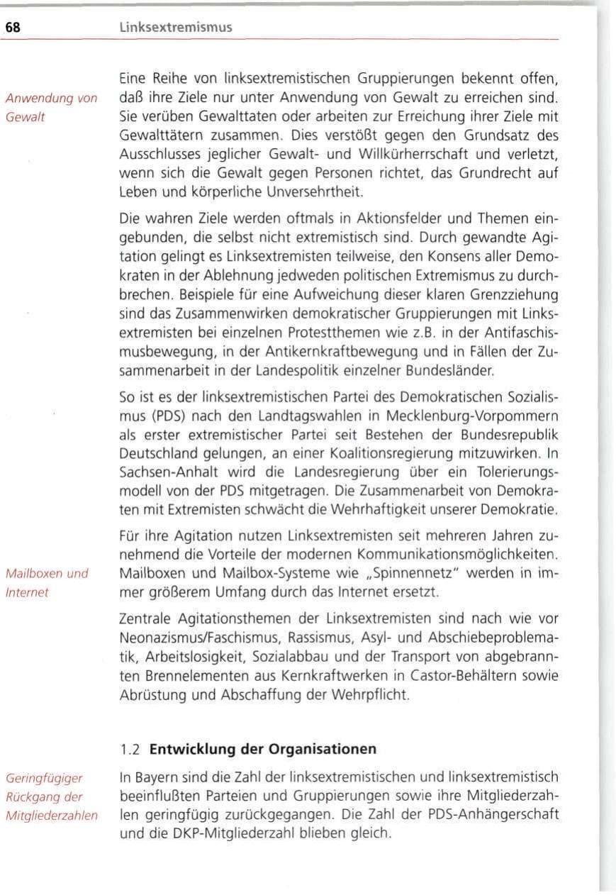 Seite 68 des Verfassungsschutzbericht 1998 Bayern