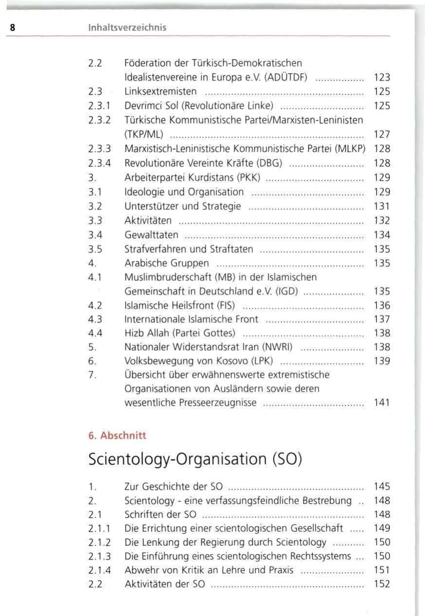 Seite 8 des Verfassungsschutzbericht 1998 Bayern