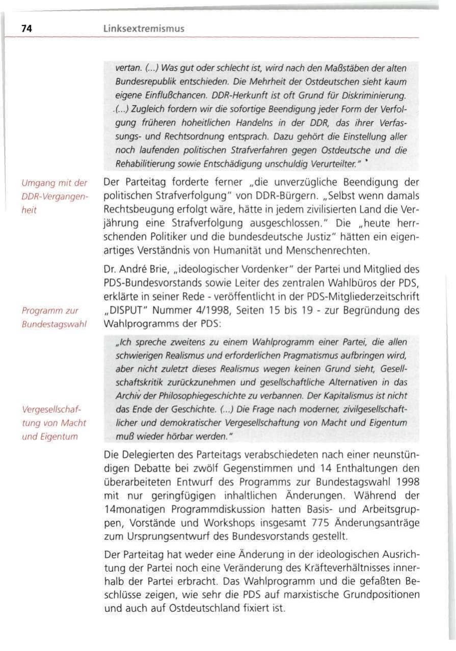 Seite 74 des Verfassungsschutzbericht 1998 Bayern