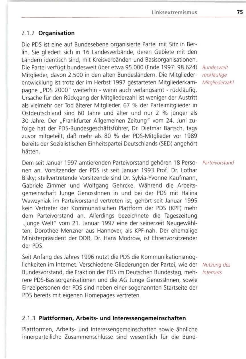 Seite 75 des Verfassungsschutzbericht 1998 Bayern