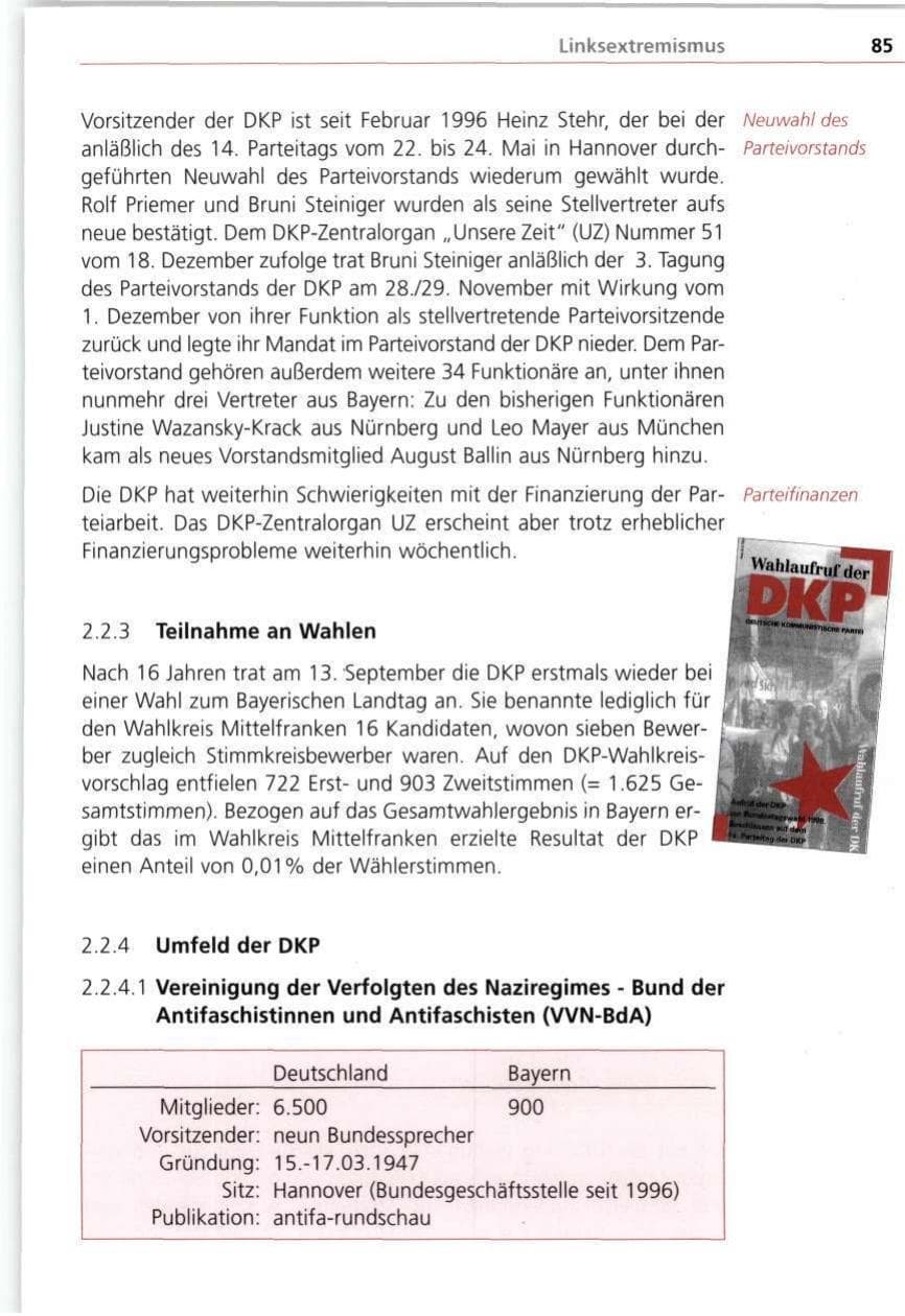 Seite 85 des Verfassungsschutzbericht 1998 Bayern