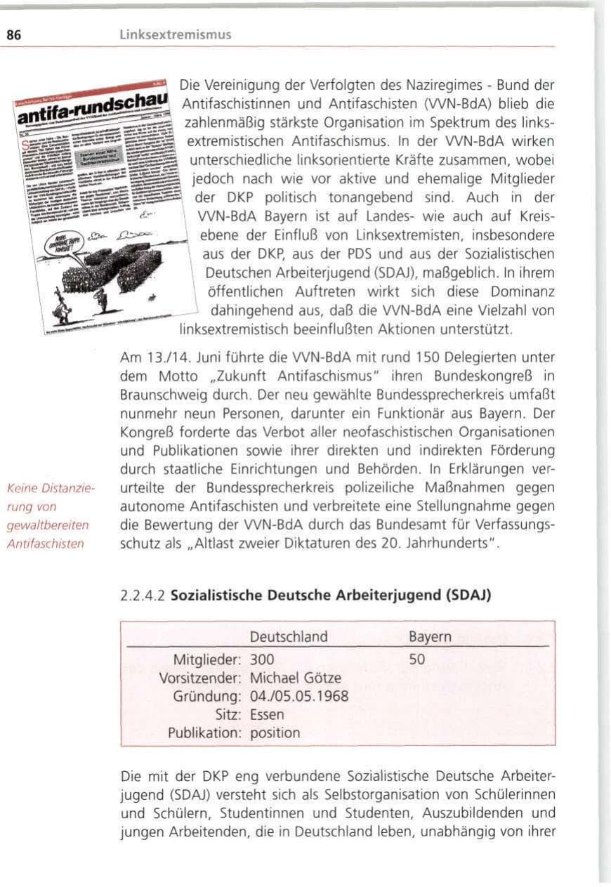 Seite 86 des Verfassungsschutzbericht 1998 Bayern