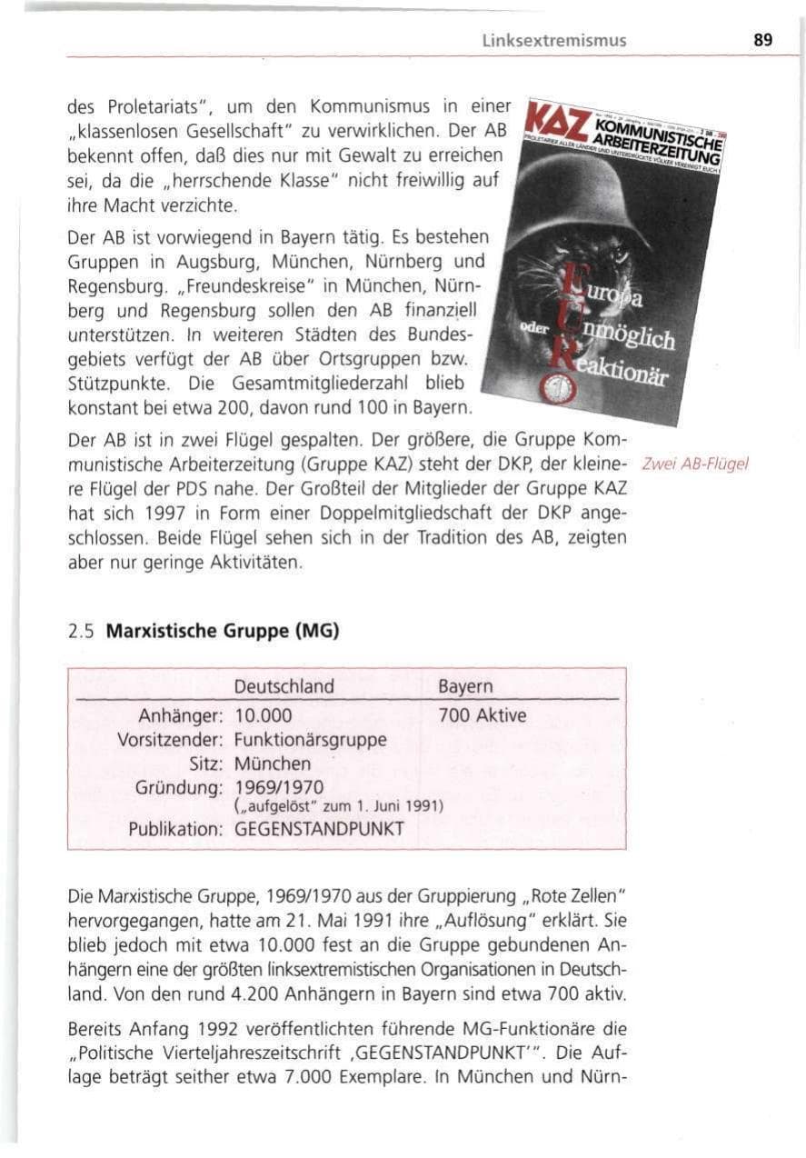 Seite 89 des Verfassungsschutzbericht 1998 Bayern