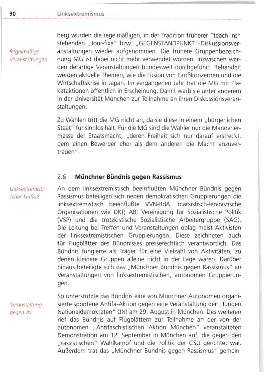 Seite 90 des Verfassungsschutzbericht 1998 Bayern