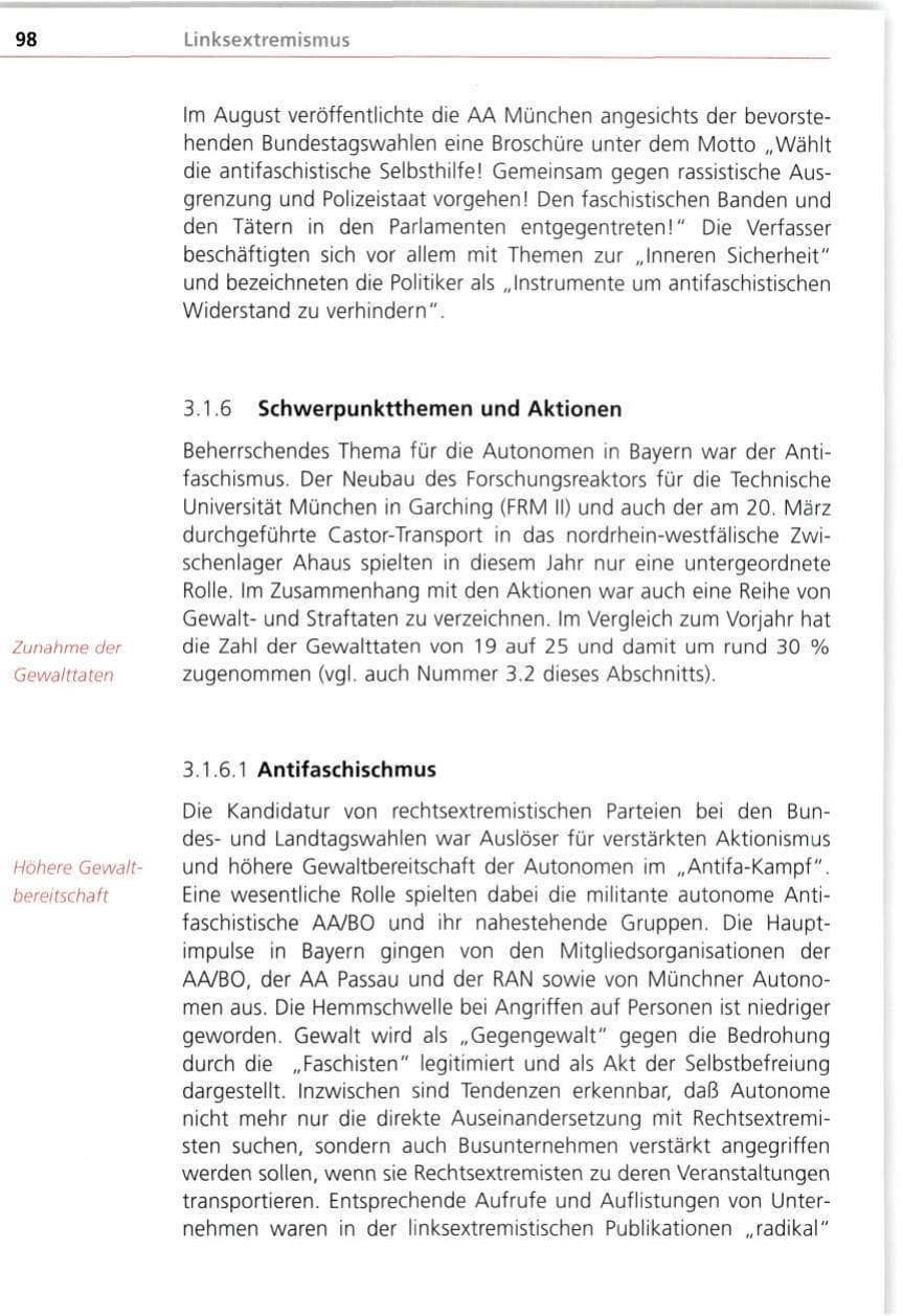 Seite 98 des Verfassungsschutzbericht 1998 Bayern