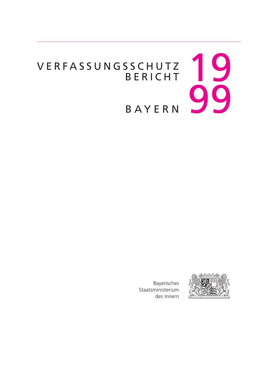 Seite 1 des Verfassungsschutzbericht 1999 Bayern