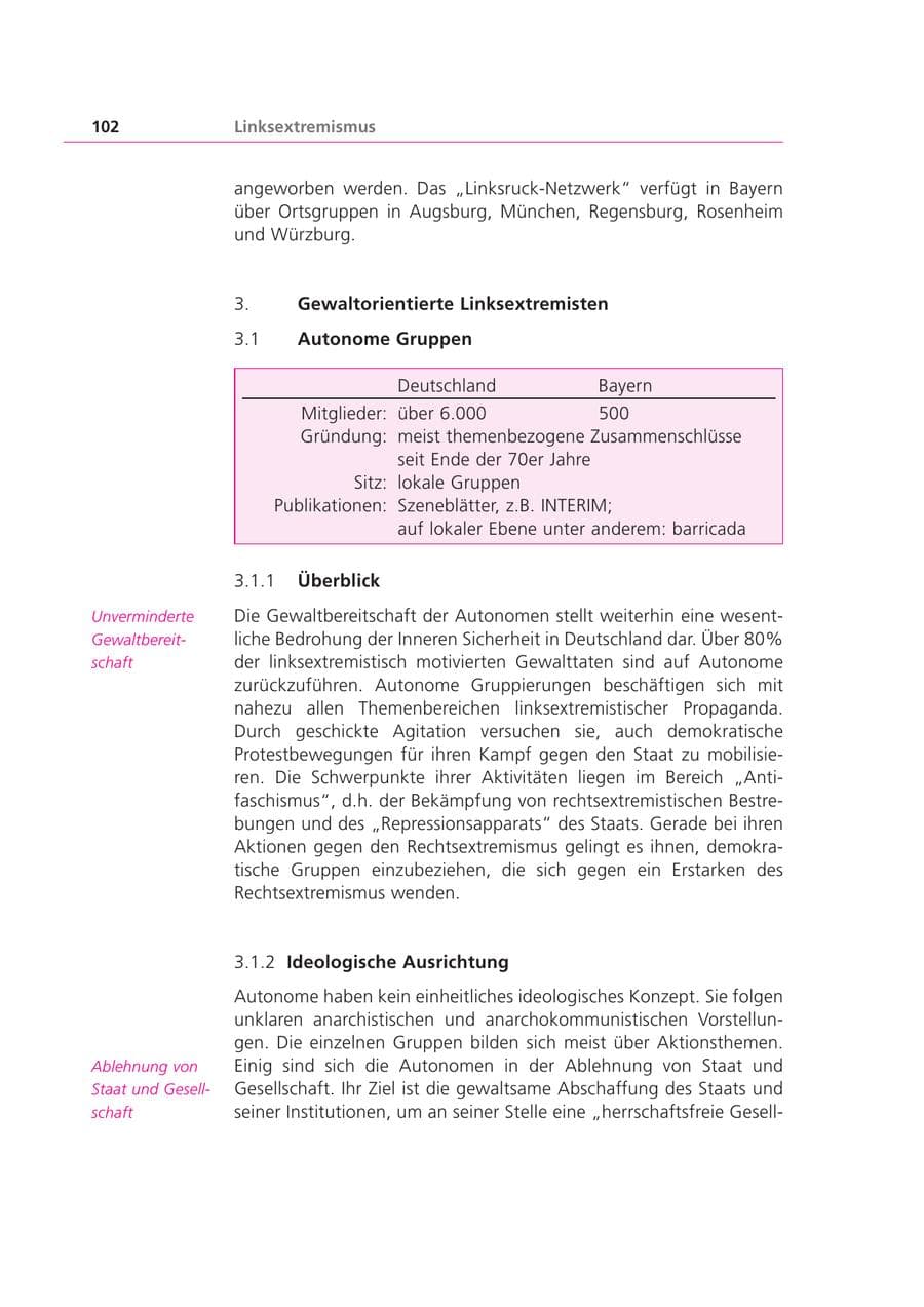 Seite 102 des Verfassungsschutzbericht 1999 Bayern