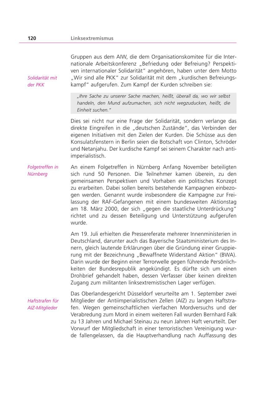 Seite 120 des Verfassungsschutzbericht 1999 Bayern