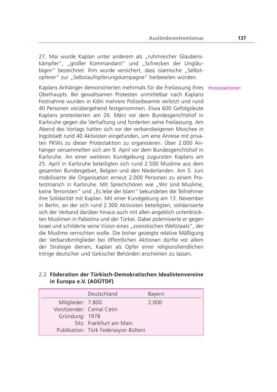 Seite 137 des Verfassungsschutzbericht 1999 Bayern