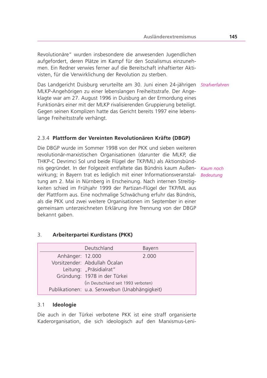 Seite 145 des Verfassungsschutzbericht 1999 Bayern