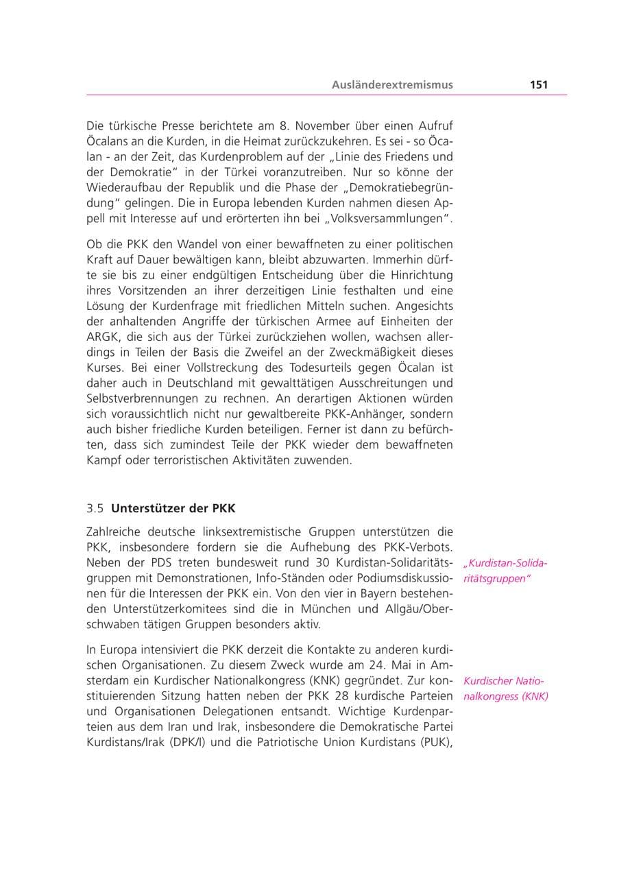 Seite 151 des Verfassungsschutzbericht 1999 Bayern