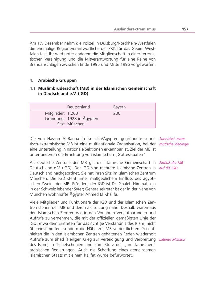 Seite 157 des Verfassungsschutzbericht 1999 Bayern